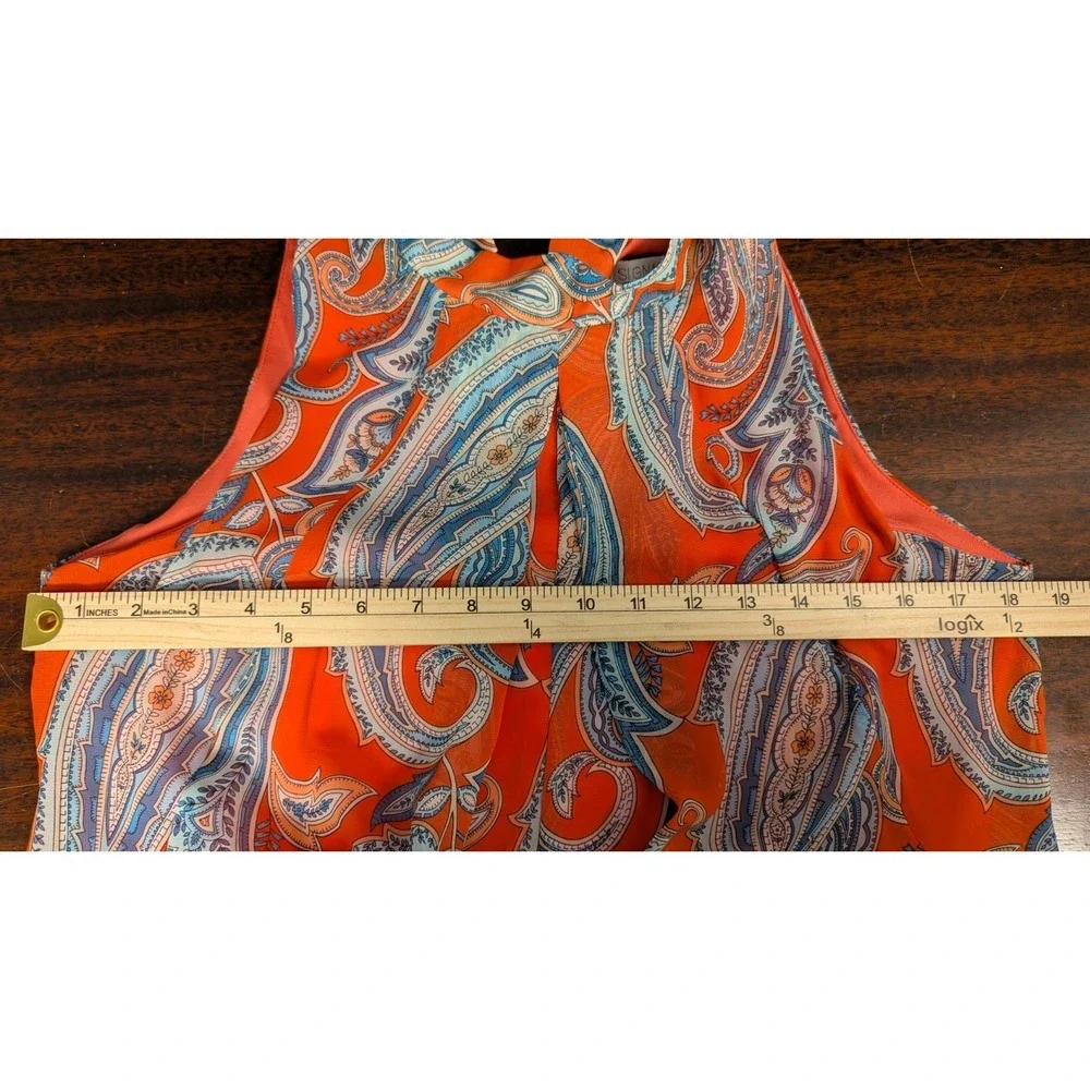 Signature by Robbie Bee Coral Paisley Halter Neck Dress Sleeveless Cocktail Boho - Picture 6 of 9